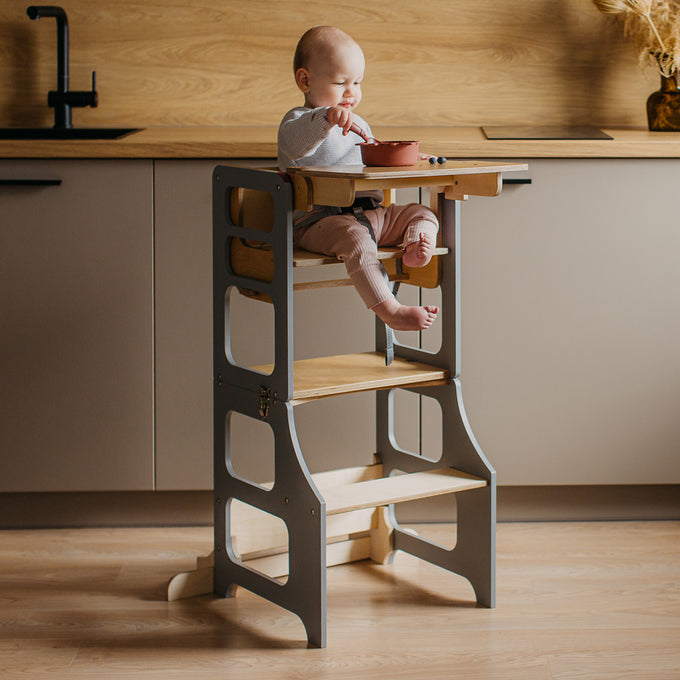 3 in 1 Folding Learning Tower & High Chair