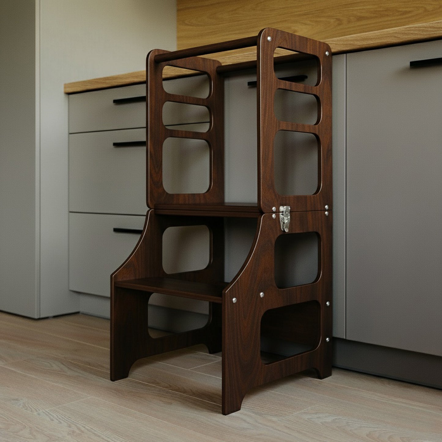 3 in 1 Learning Tower & High Chair: Wood Finish