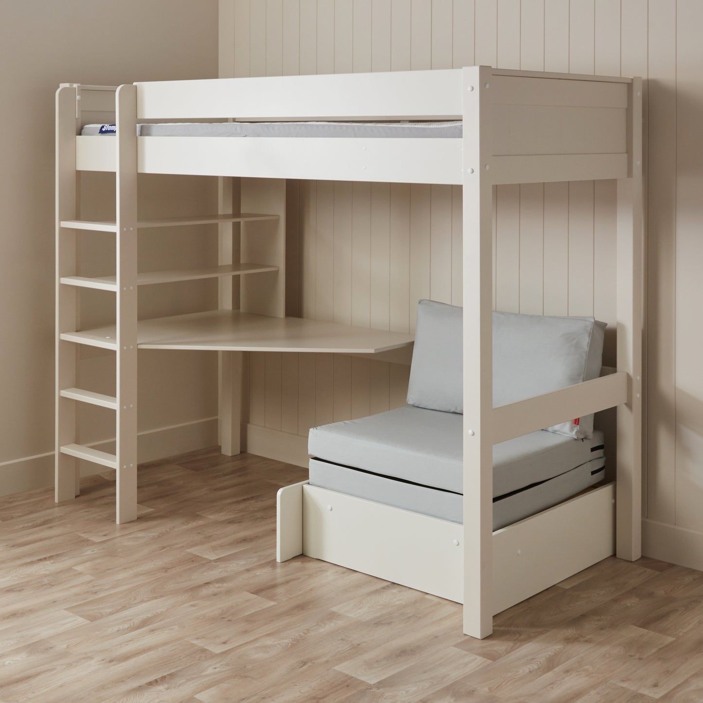 Bureau et lit gigogne gris