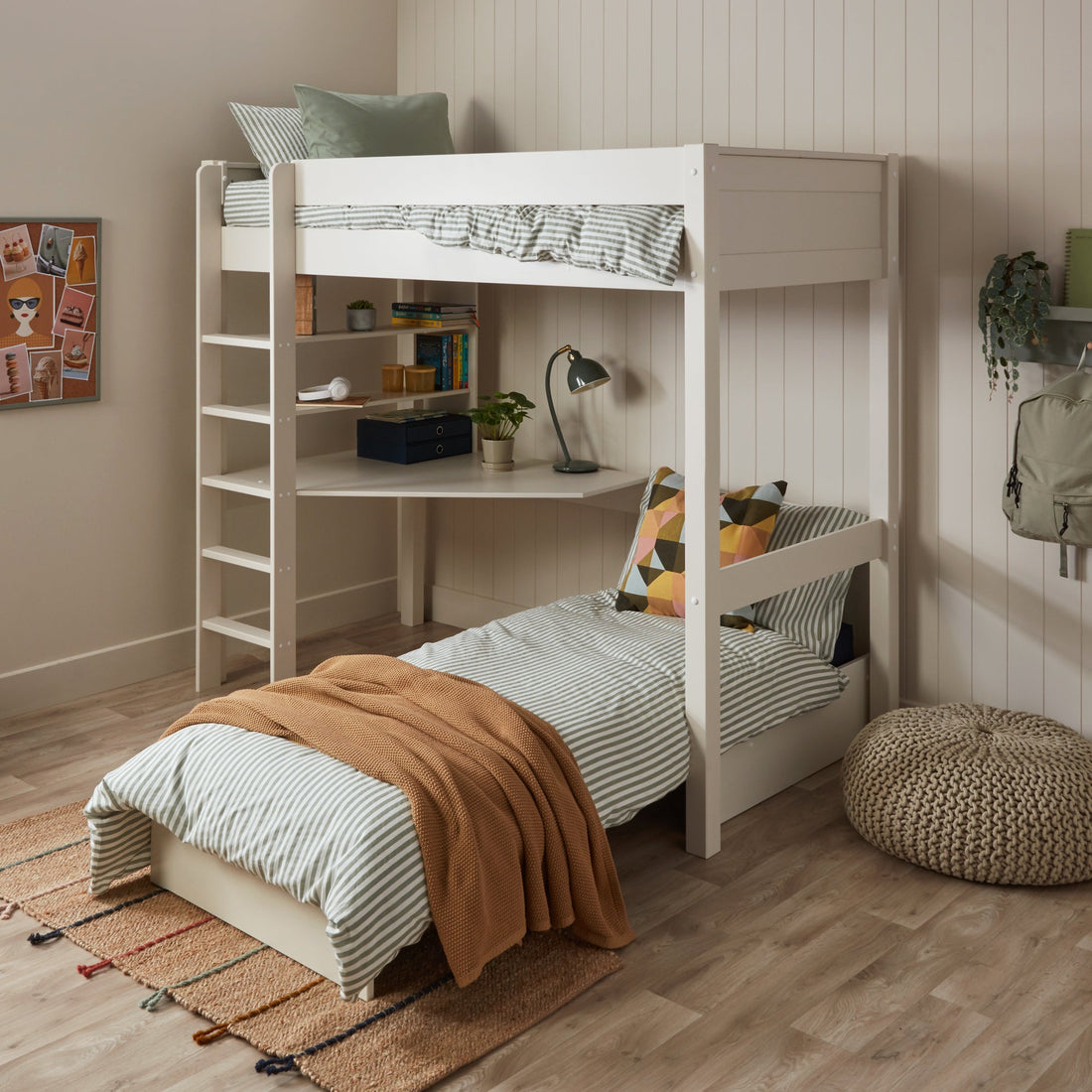 Bed with Loft and Desk: The Family Space Solution