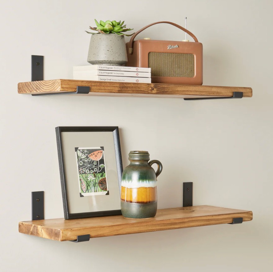 shelves with tv