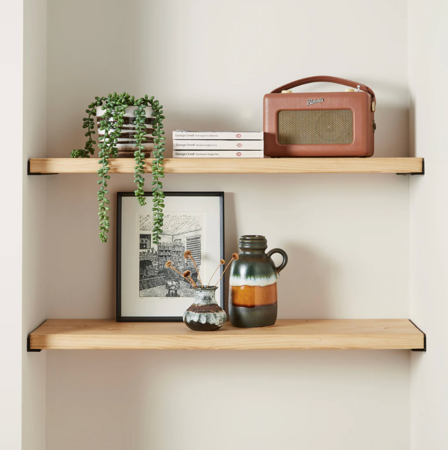 wooden shelving units