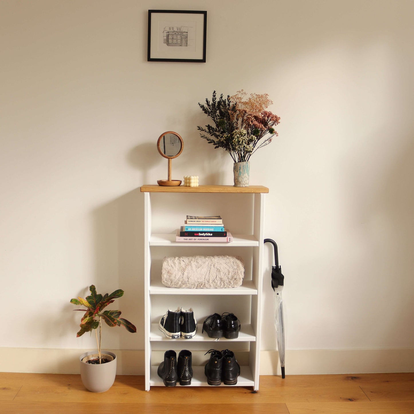 Wooden Shoe Rack Tall - 50 cm by 22 cm by 70 cm