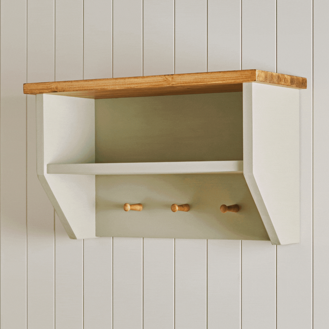 Hall Shelf with Coat Rack: Single Shelf