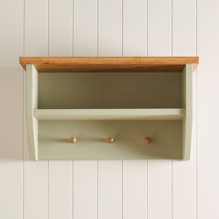 Solid Pine Customisable Wall Storage with Coat Rack : 1 Shelf