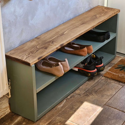 Wooden Shoe Storage Bench: 2 Shelves - 80 cm by 22 cm by 55 cm