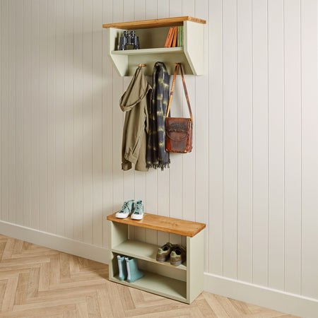 Solid Pine Customisable 2 Shelf Shoe Storage with Wall Shelf