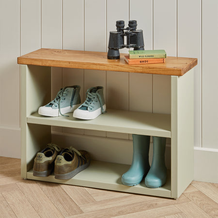 Solid Pine Customisable 2 Shelf Shoe Storage with Wall Hooks
