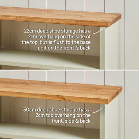 Solid Pine Customisable 2 Shelf Shoe Storage with Wall Hooks
