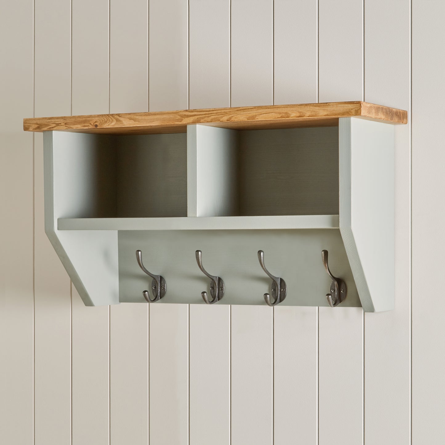 Hall Shelf with Coat Rack: 2 Shelves