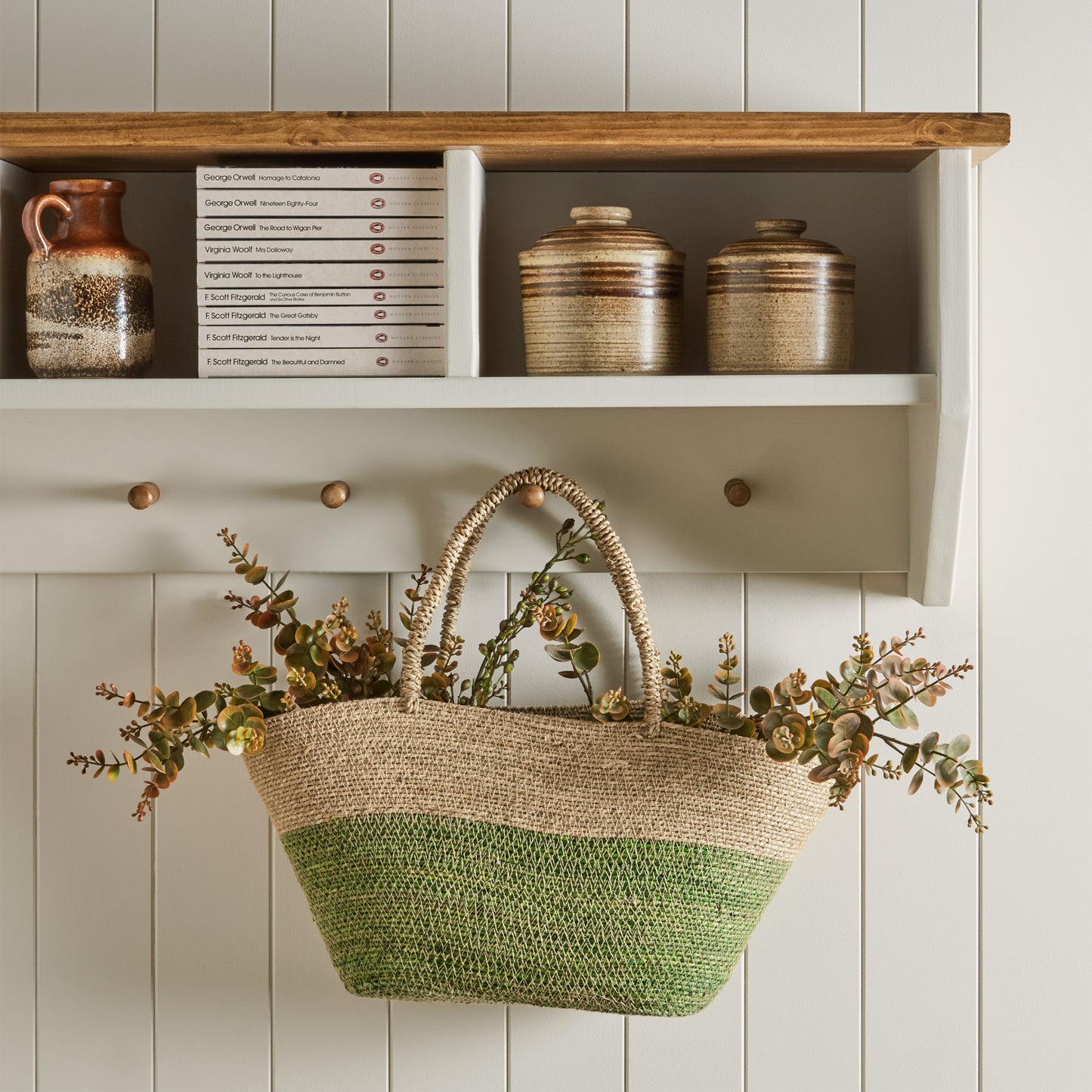 Hall Shelf with Coat Rack: 2 Shelves