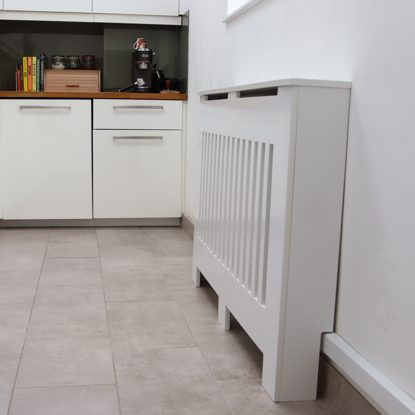 Custom Sized Radiator Cover: Wide Gap Vertical Slats - 120 cm by 15 cm by 50 cm