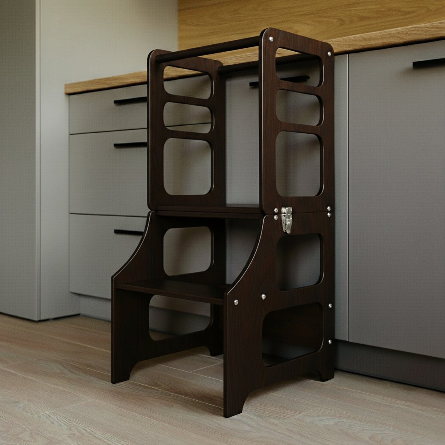 2 in 1 Learning Tower & Play Table: Wood Finish