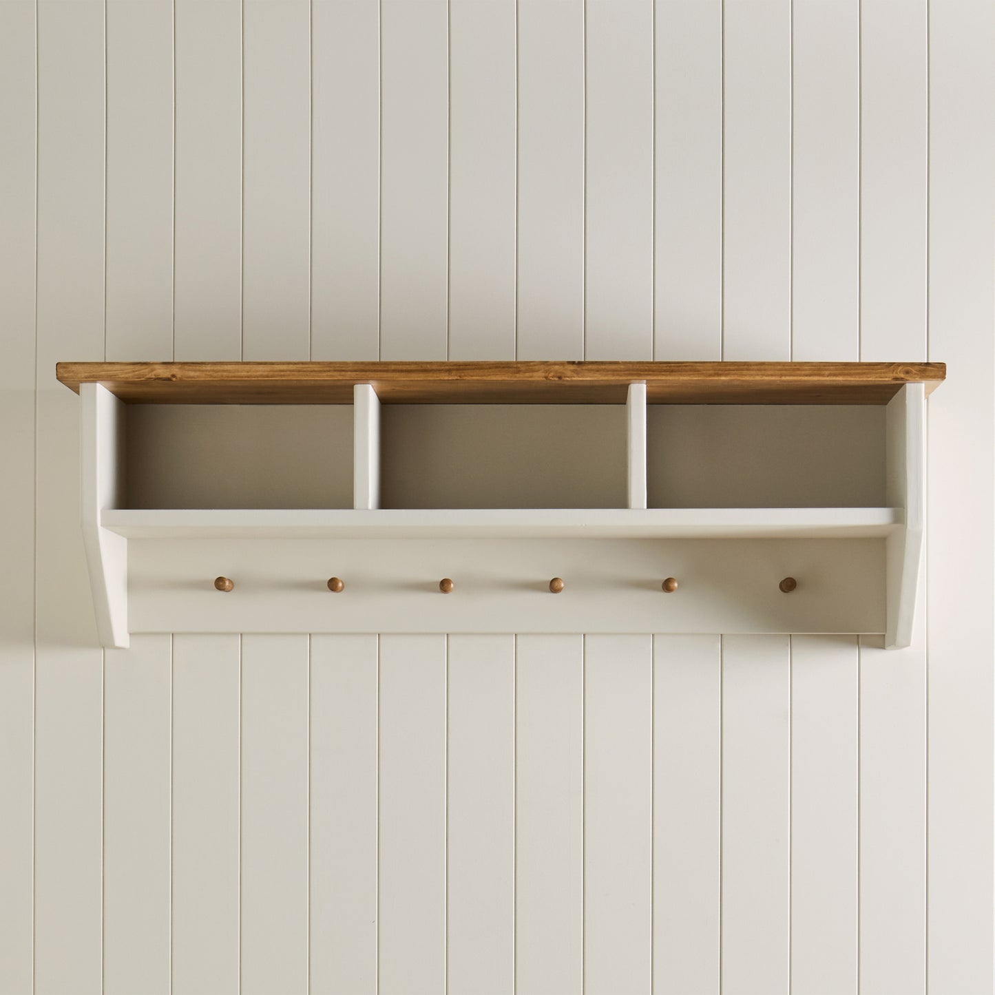 Hall Shelf with Coat Rack: 3 Shelves