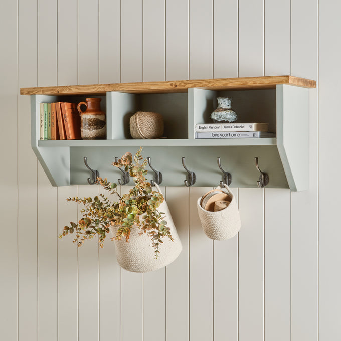 Hall Shelf with Coat Rack: 3 Shelves