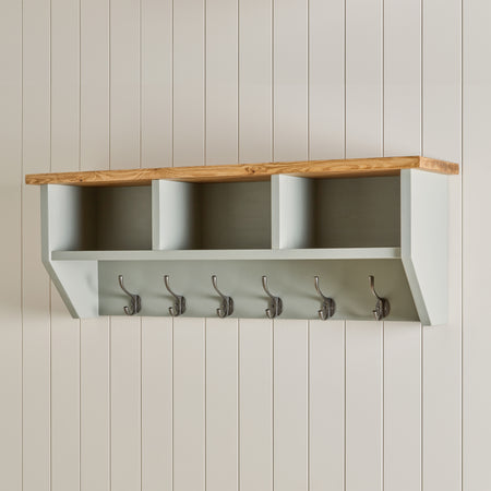 Solid Pine Customisable Wall Storage with Coat Rack : 3 Shelves