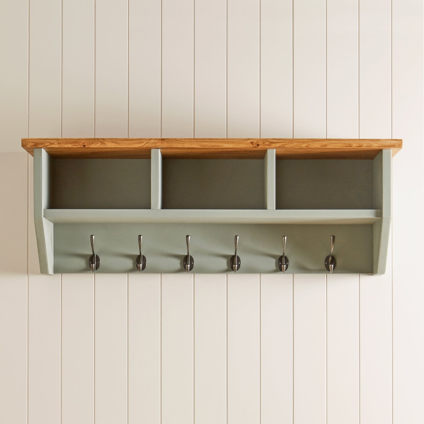Hall Shelf with Coat Rack: 3 Shelves