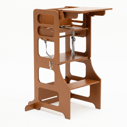 3 in 1 Learning Tower & High Chair: Wood Finish