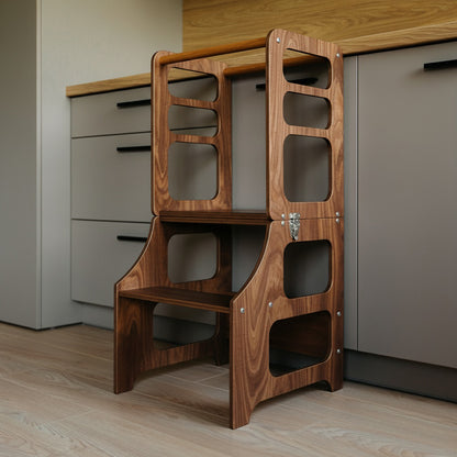 3 in 1 Learning Tower & High Chair: Wood Finish