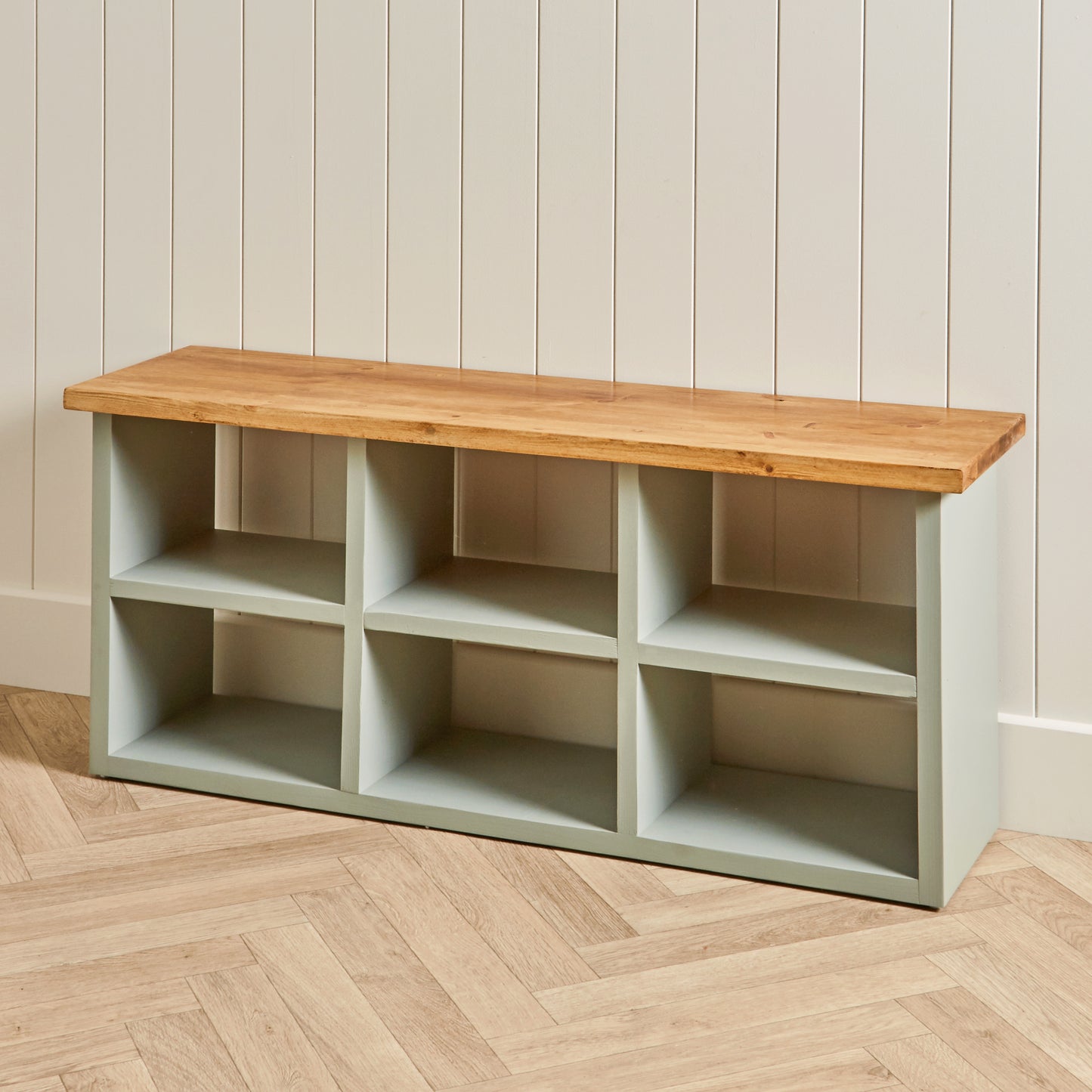 Wooden Shoe Storage Bench: 6 Shelves