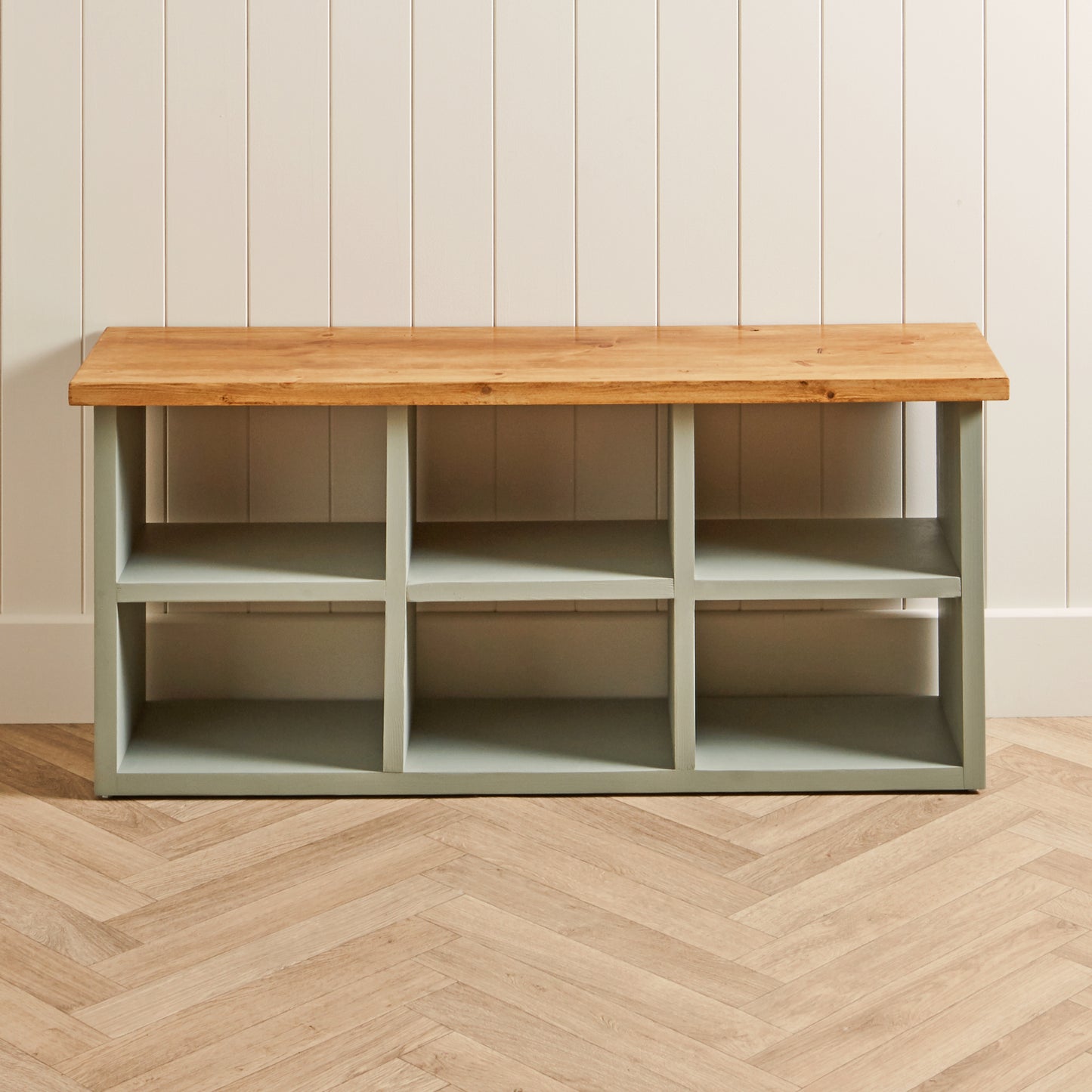 Wooden Shoe Storage Bench: 6 Shelves