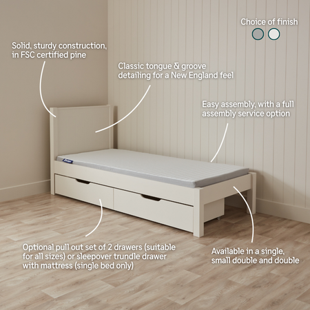 Hamptons Kids Bed with Optional Trundle & Mattress