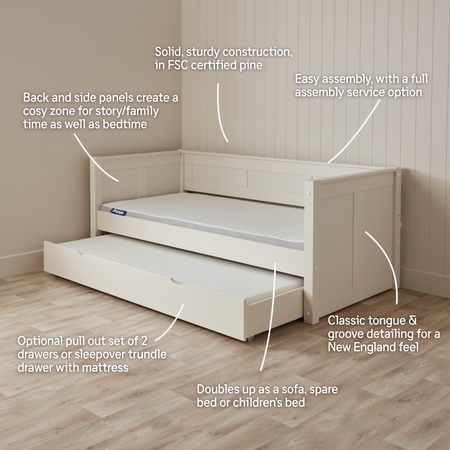 Hamptons Day Bed with Optional Trundle & Mattress