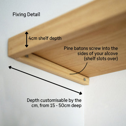 Alcove Floating Pine Shelves - 56 cm by 47 cm