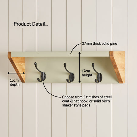 Solid Pine Customisable Wall Mounted Coat Hook