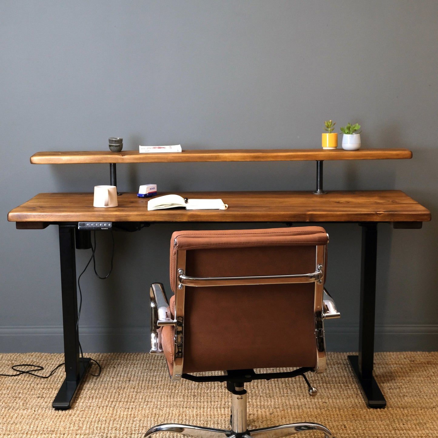 Bureau à hauteur réglable - Dimensions personnalisées - 120 cm x 55 cm