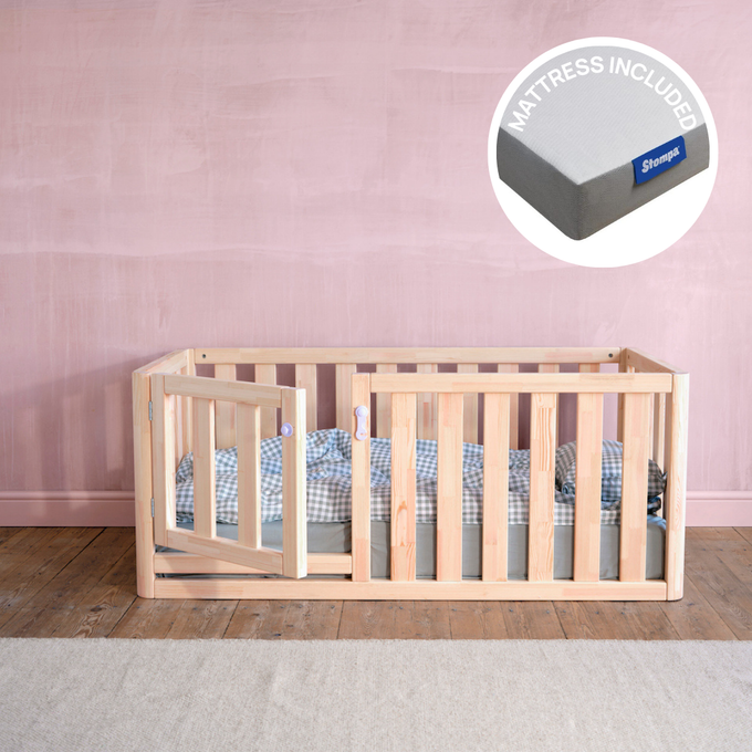 High Sided Toddler Floor Bed and Mattress Bundle