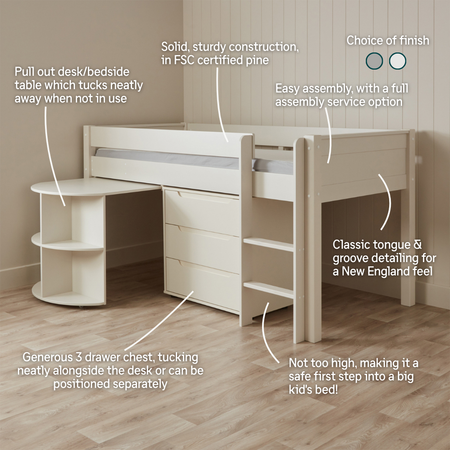 Hamptons Kids Mid-Sleeper Loft Bed
