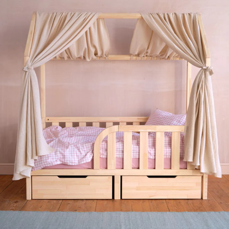 House Bed, Mattress & Curtains Bundle