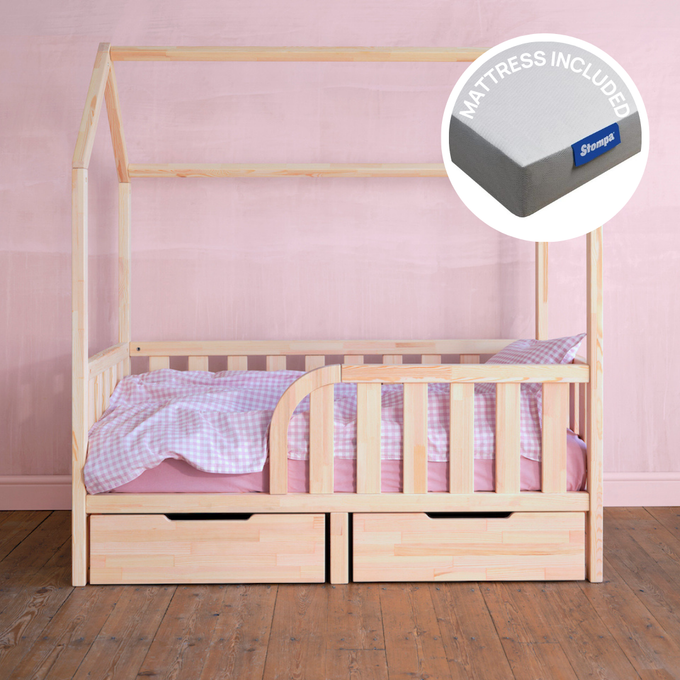Toddler House Bed and Mattress Bundle