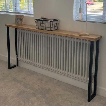Cache-radiateur rustique avec pieds en forme de boîte - 160 cm x 15 cm