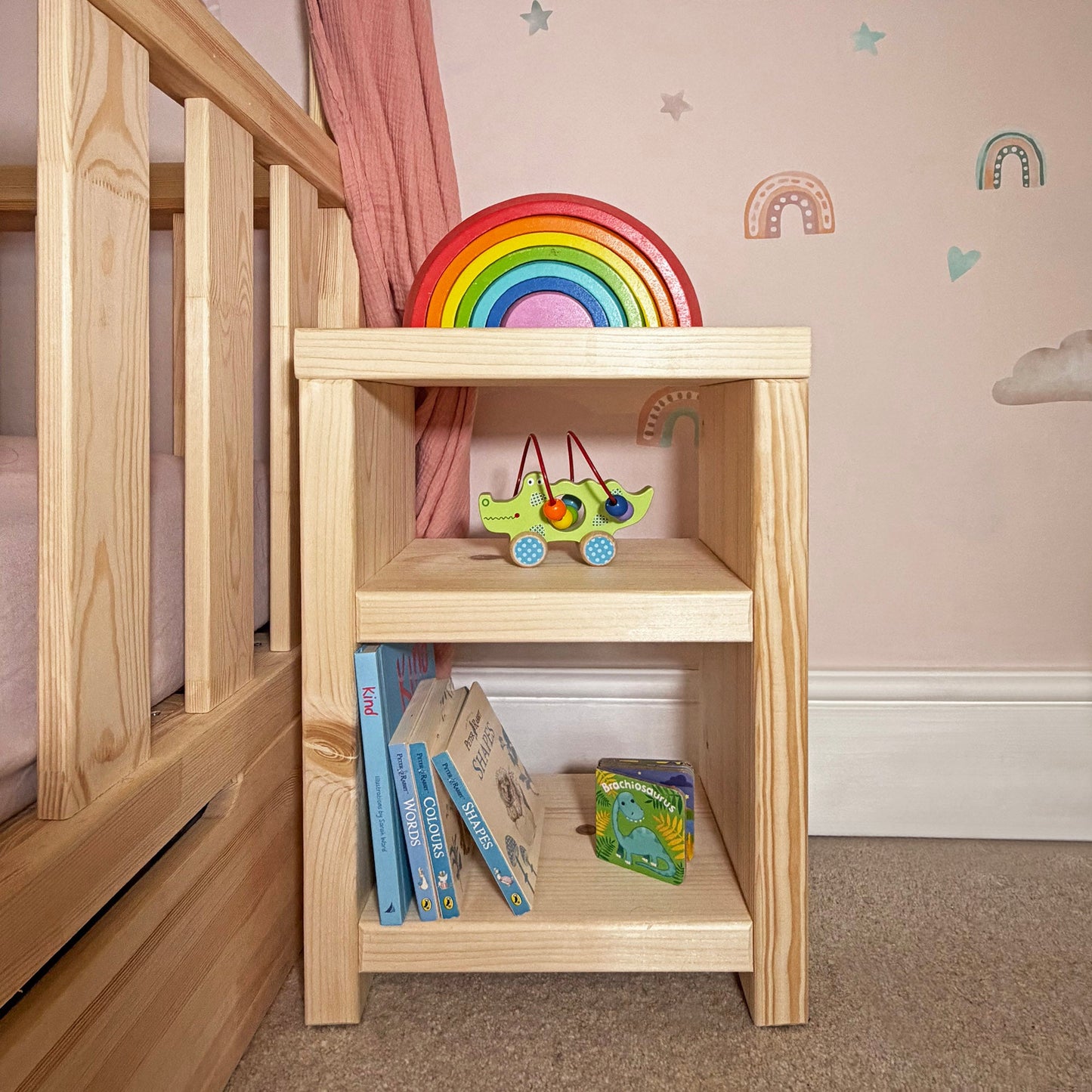 Toddler Bed Bedside Table - 25 cm by 22 cm by 41 cm