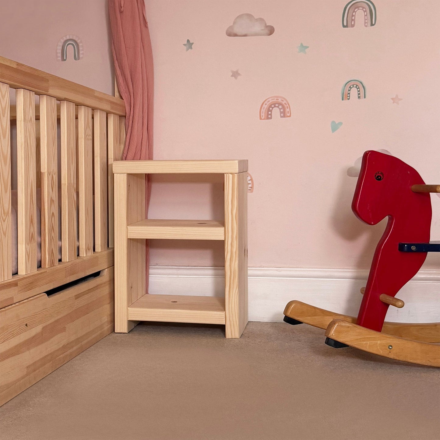 Toddler Bed Bedside Table - 25 cm by 22 cm by 41 cm