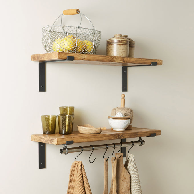 Scaffold Shelves with Kitchen Utensil Rack