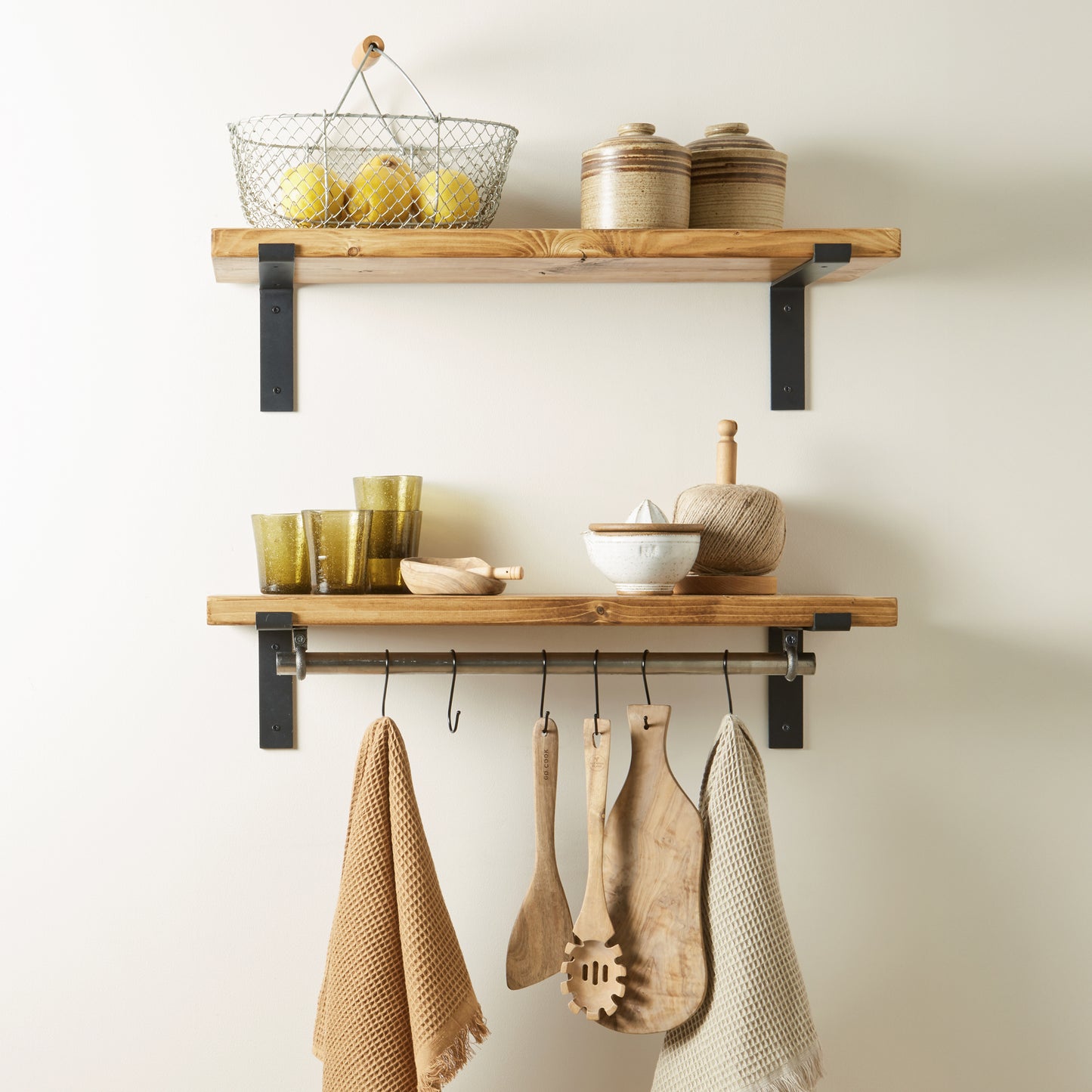 Scaffold Shelves with Kitchen Utensil Rack