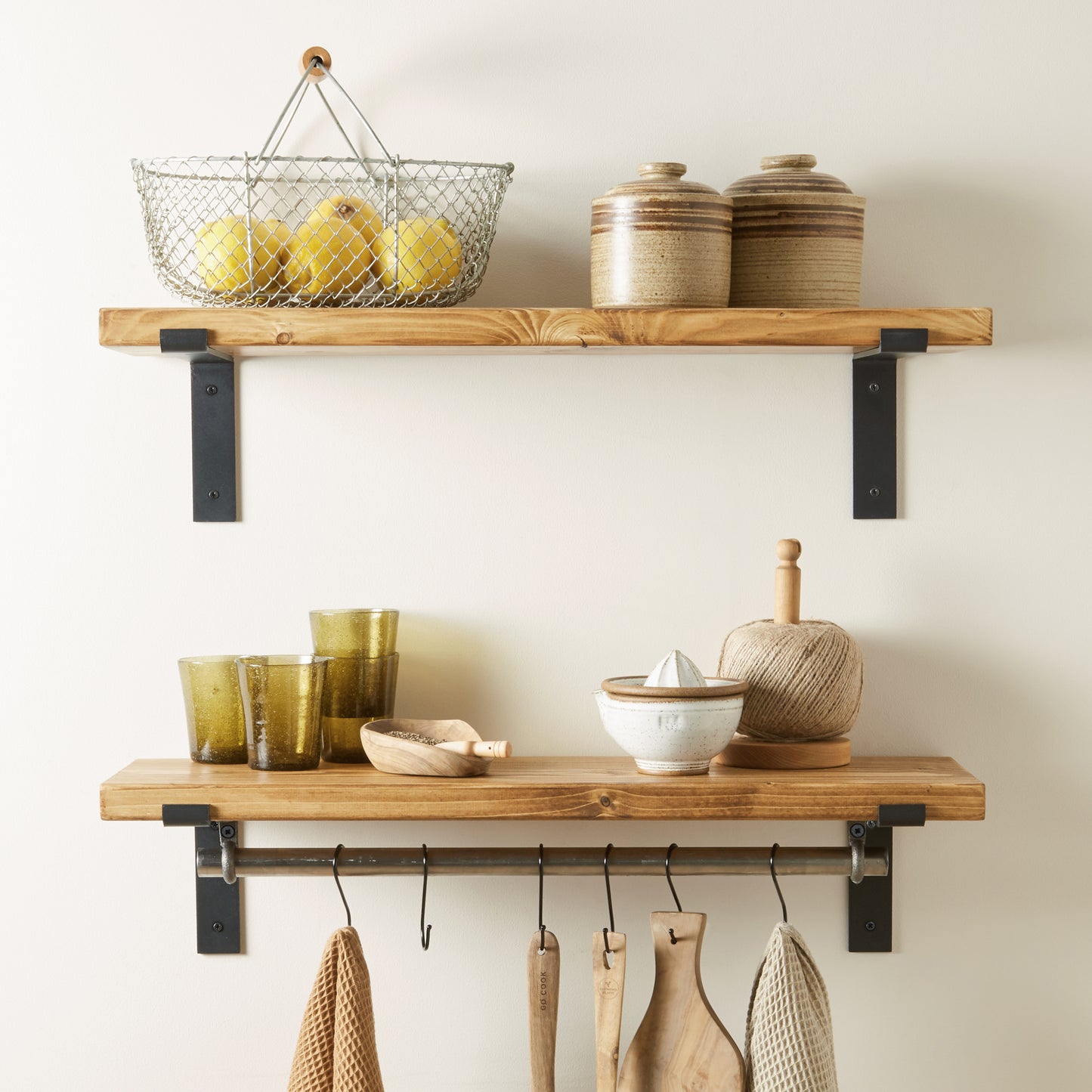 Scaffold Shelves with Kitchen Utensil Rack