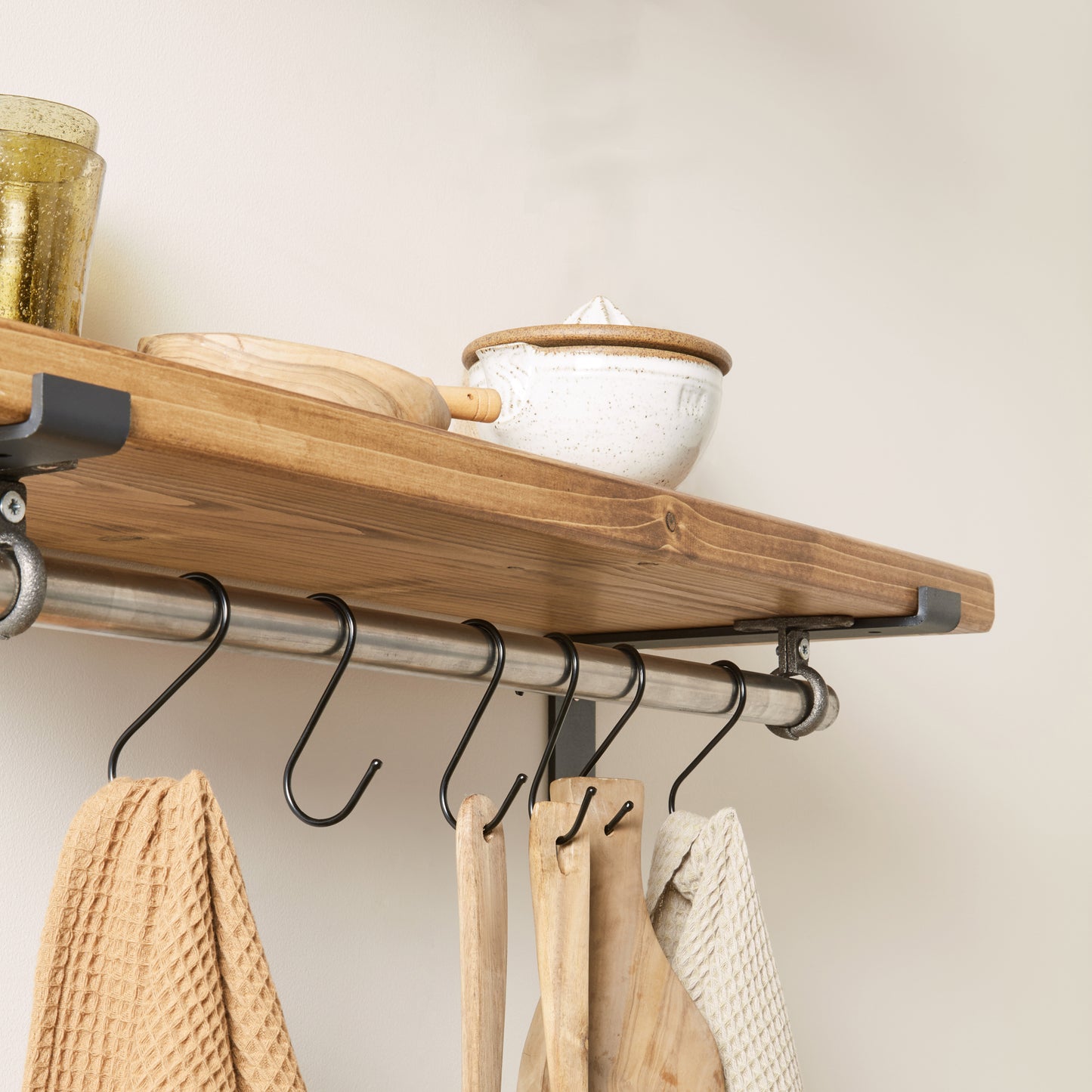 Scaffold Shelves with Kitchen Utensil Rack