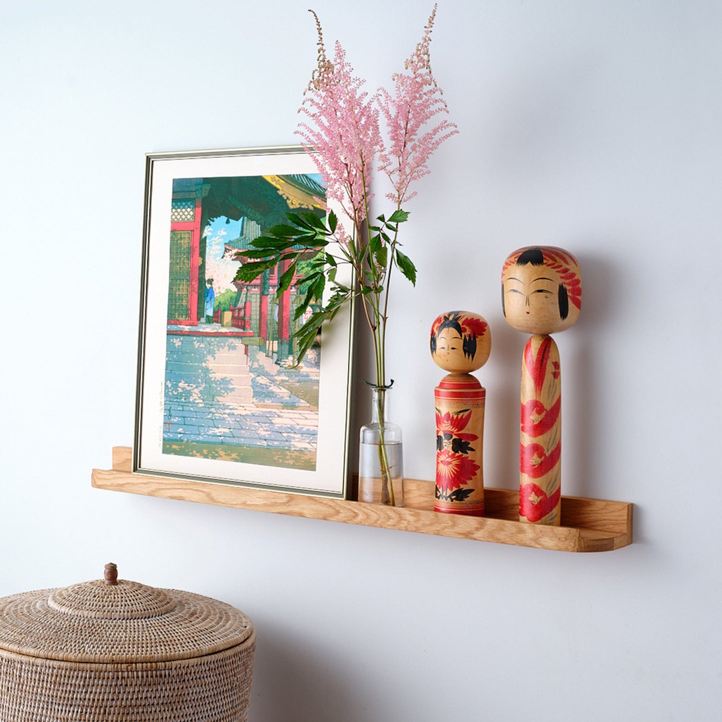 Solid Wood Picture Shelf - 80 cm by 10 cm