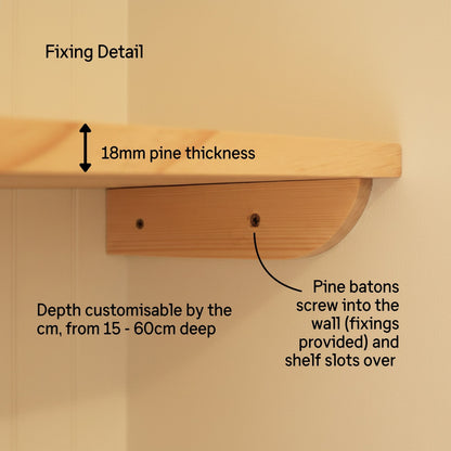 Pine Pantry Shelves - 212 cm by 40 cm