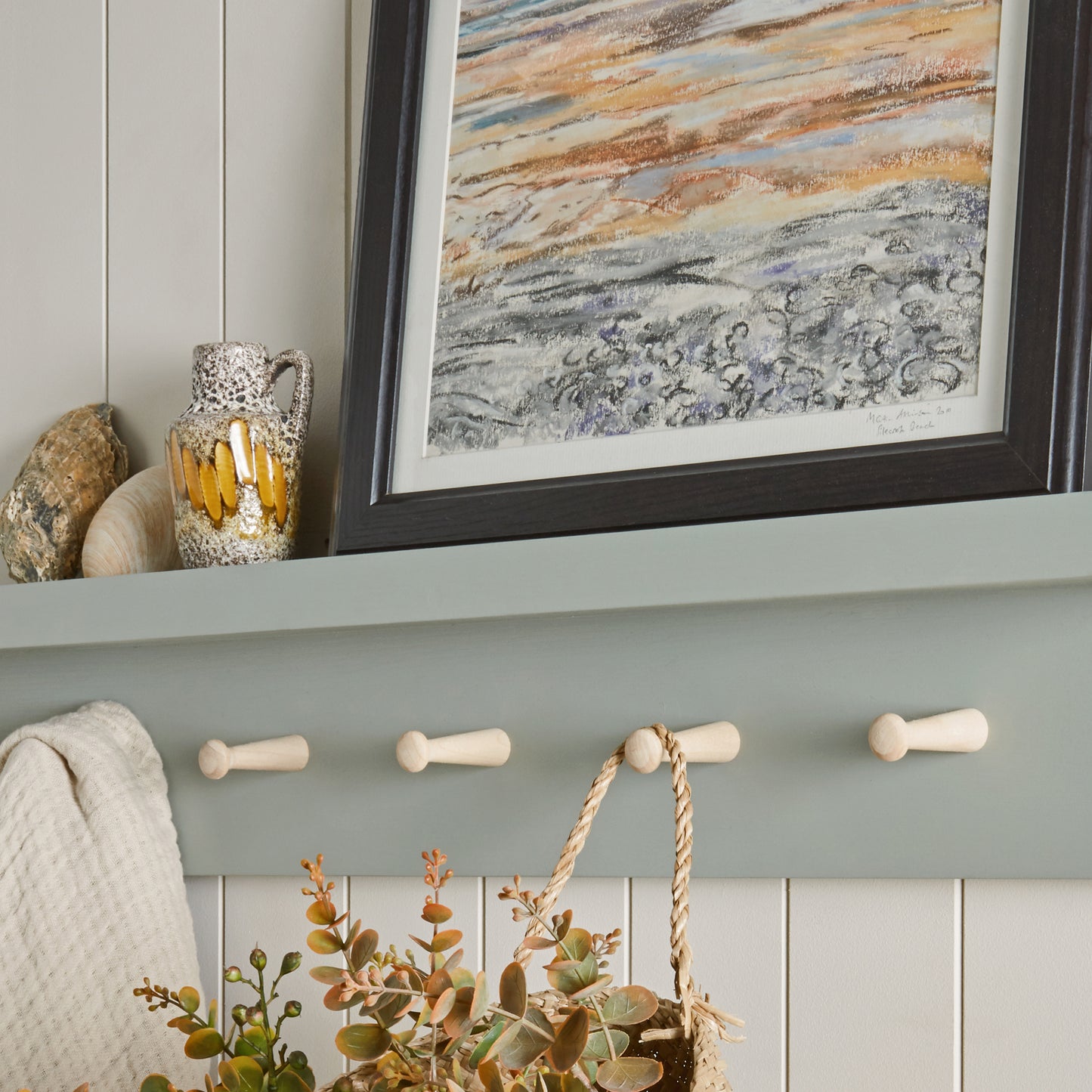 Painted Peg Rail with Picture Shelf