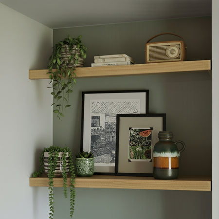 Solid Pine Wood Alcove Floating Shelves