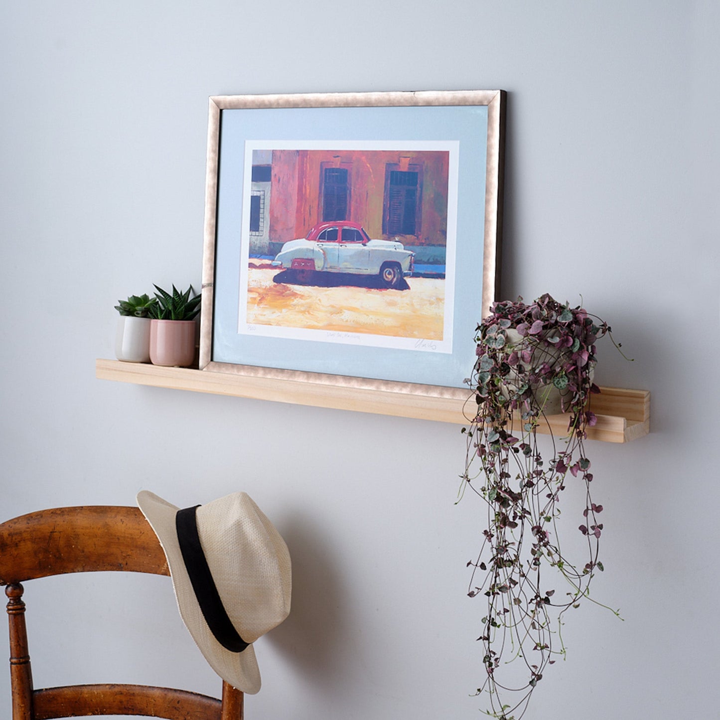 Bilderregal aus massiver Kiefer – 76 cm x 8 cm