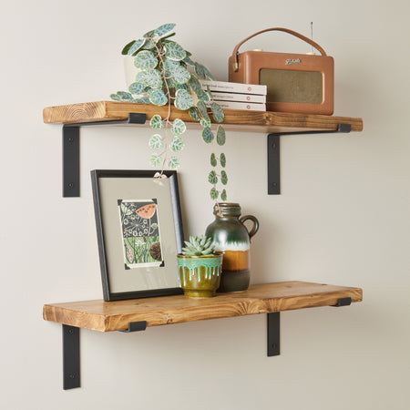 Solid Pine Scaffold Shelves with Brackets