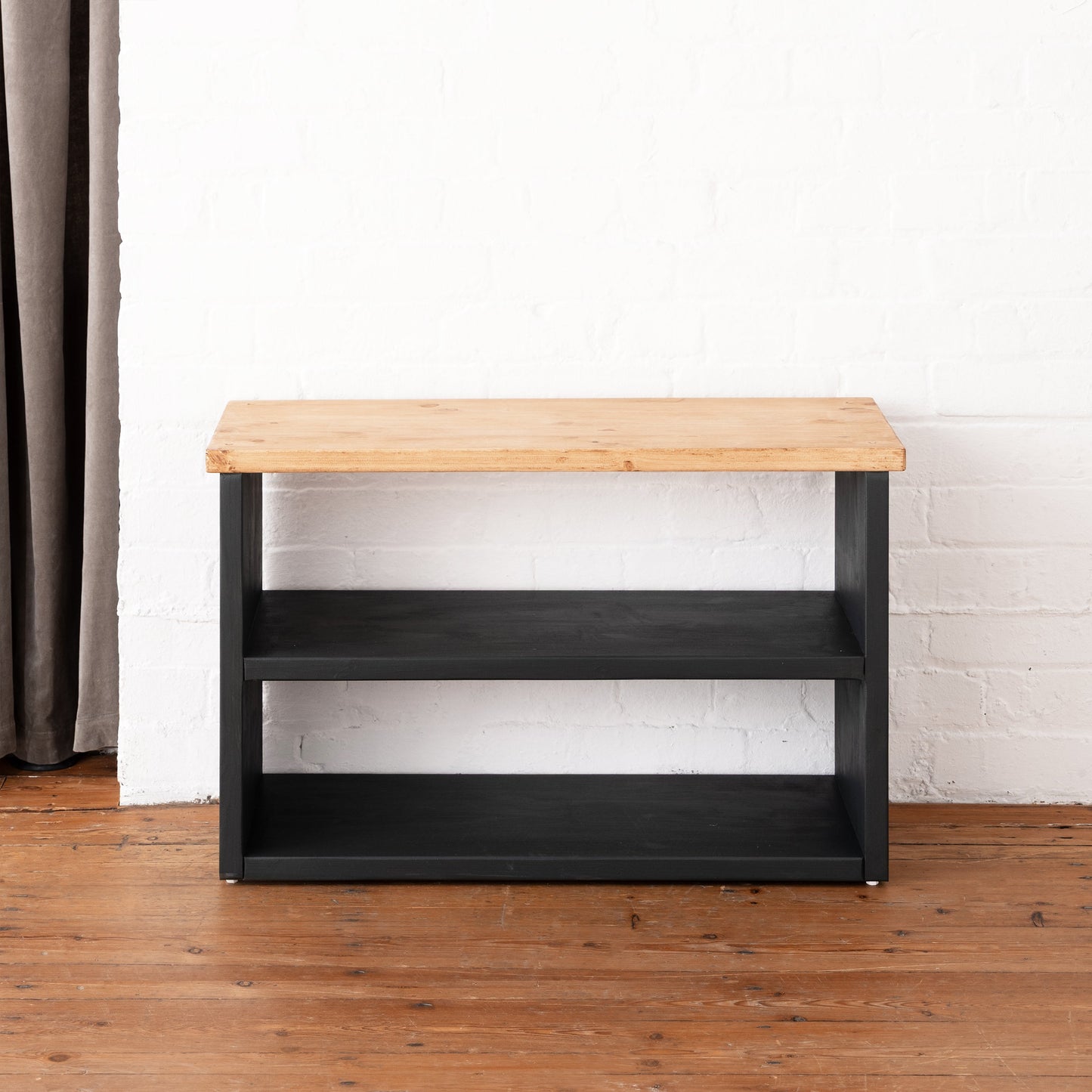 Banc de rangement pour chaussures en bois étroit - 140 cm x 22 cm x 45 cm