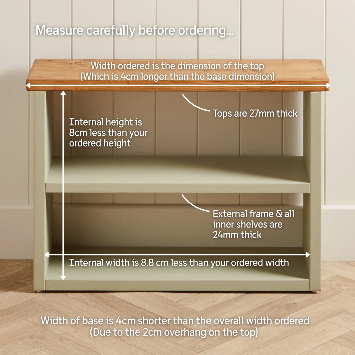 Solid Pine Customisable Shoe Storage : 2 Shelves