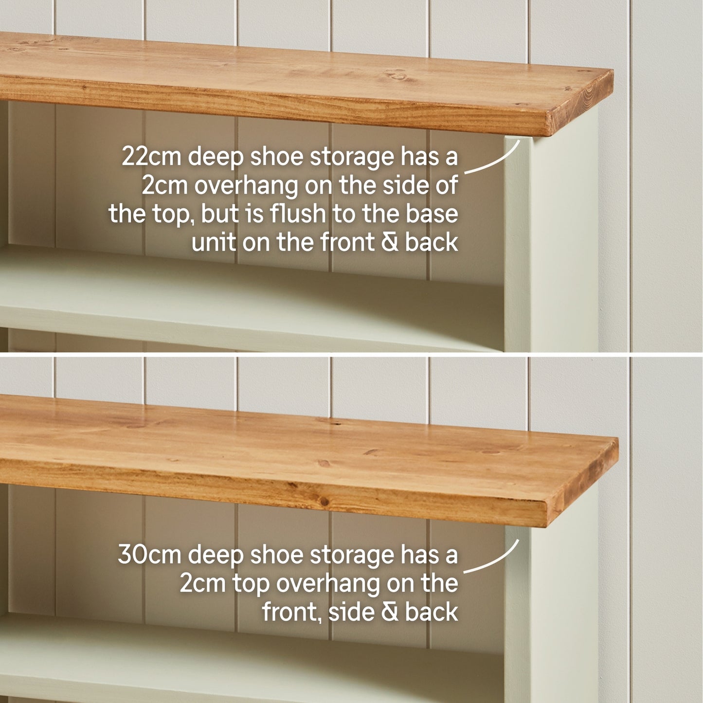 Wooden Shoe Storage Bench: 2 Shelves